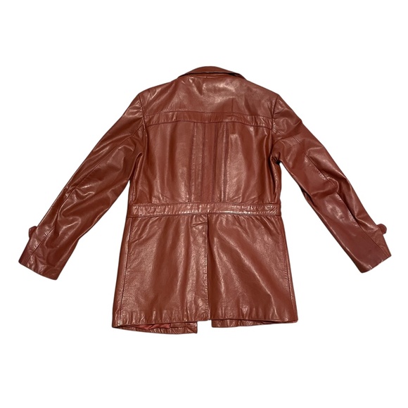 Vintage 70/80s Fantastic International of CA Leather Coat w/ Hood & Liner Sz 40‎ - Picture 9 of 10
